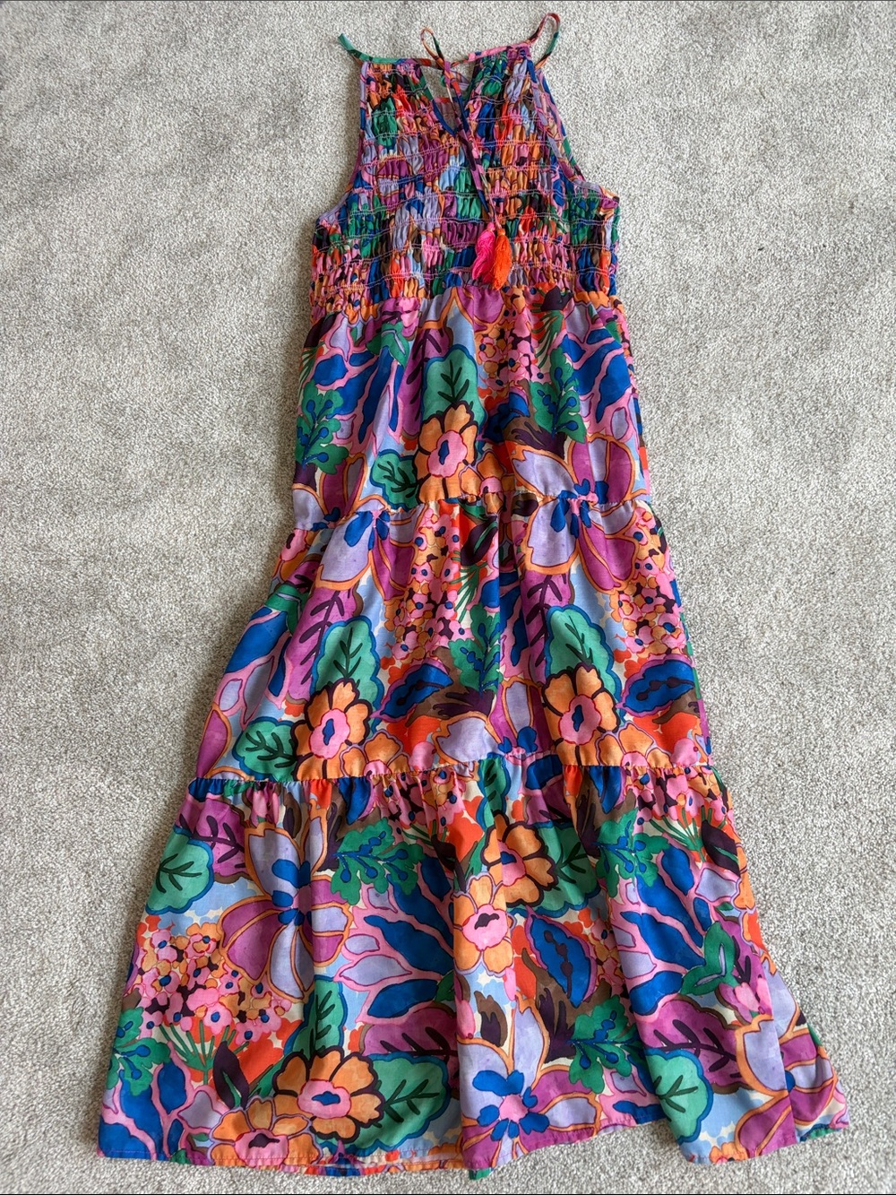 THML Multicolor Floral Party Dress - Vibrant Green & Purple - Picture 3 of 4